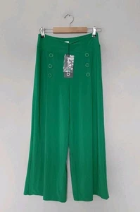 Kim & Co QVC Sailor Cropped Stretch Trousers Pants Small Petite Emerald Green. - Picture 1 of 3