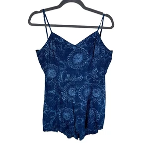 American Eagle blau Druck Spaghettiträger hinten offen Shorts Strampler Viskose Größe 4 - Bild 1 von 9