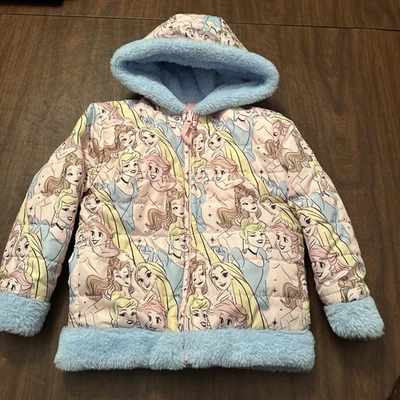 Jaqueta reversível princesa 4T Disney meninas zíper completo - Imagem 1 de 4