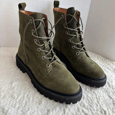 Bota Madewell The Rayna con cordones con suela para mujer 11 gamuza verde Navidad Foto 1 de 4