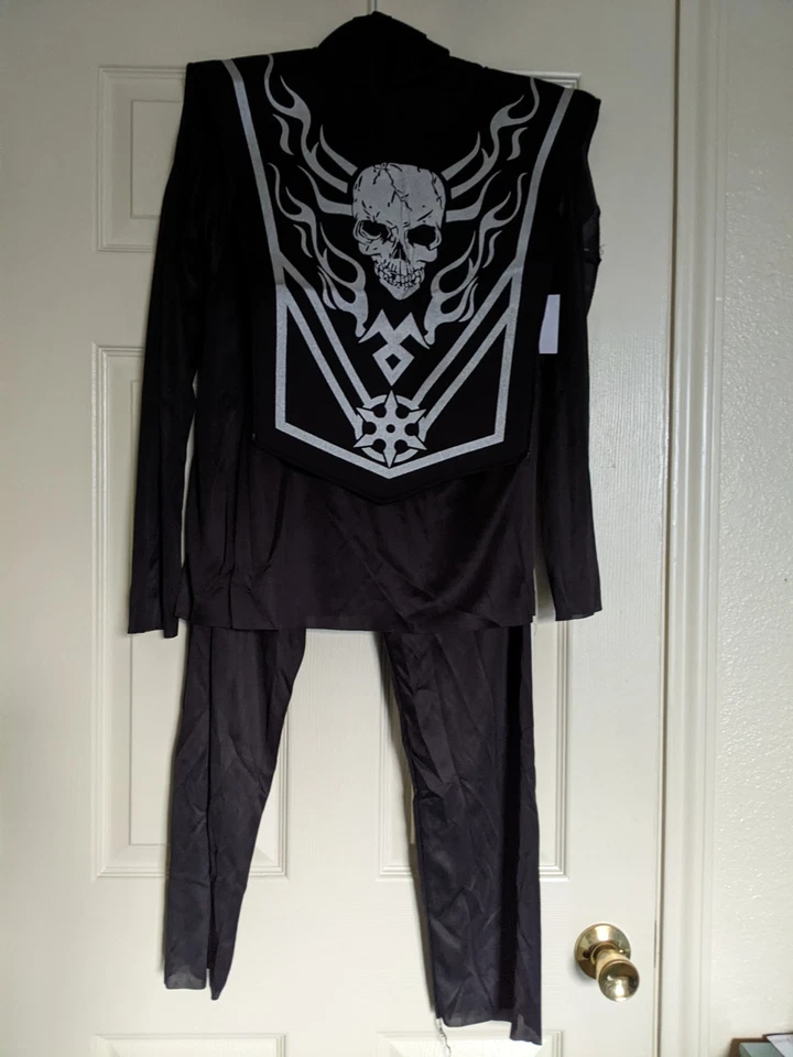 Череп ниндзя костюм 6 изделий комплект детский XL 14/16 с капюшоном рубашка брюки маска Guard - Изображение 1 из 4