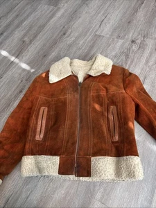 Shearling Coat Rust Colored Suede Vintage Woman’s - Picture 1 of 20