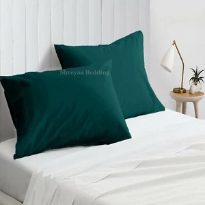 Impresionante juego de funda de almohada de algodón egipcio 1000TC O 1200TC talla Queen/King verde azulado - Imagen 1 de 12