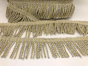 7cm Wide Bullion Fringe Trim Tassel, Light Gold and Ivory Fringing - Picture 1 of 3