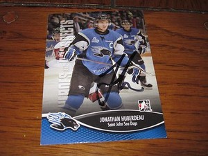 JONATHAN HUBERDEAU AUTOGRAPHED 2013 IN THE GAME HEROES AND PROSPECTS CARD