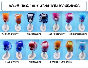 HATS FIT BARBIE & FASHION DOLLS  HANDMADE DESIGNER 2 COLOR FEATHER HEADBANDS NEW - Picture 1 of 22