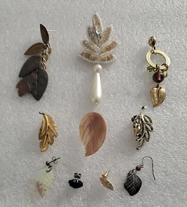 10 Pc Lot Vintage Leafs Jewelry Earrings - Picture 1 of 11