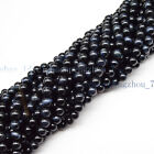 6/8/10mm Genuine Ink Blue Tiger's Eye Round Gemstone Loose Beads 15'' Strand