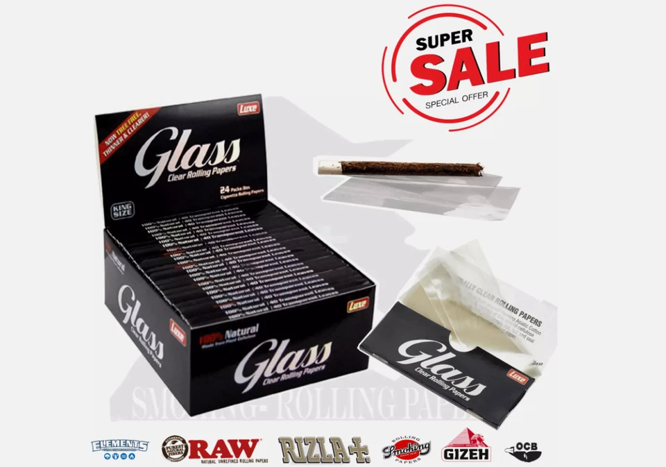 Glass Clear Cartine Lunghe Transparent King Size Slim 24 Libretti - Image 1 of 1