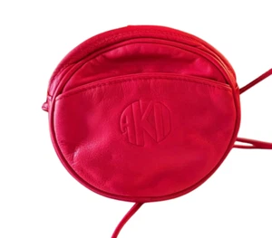 Ann Klein II COWHIDE Leather CROSSBODY BAG (Red) SMALL Round VINTAGE (1980s) - Picture 1 of 9
