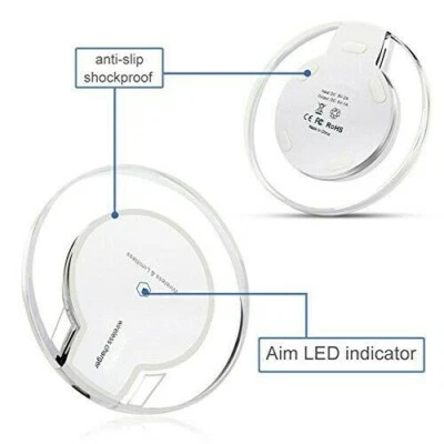 Qi Wireless Fast Charger Charging Pad Dock for Samsung iPhone Android Cell Phone - Image 1 of 4