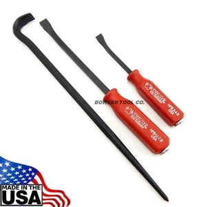 Wilde 3pc Curved Pry Bar Set with Strike Handle Crowbar Line Up 8, 12, 15" USA - Picture 1 of 3