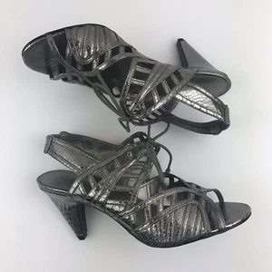 Bandolino Damenschuhe silberfarben Schnürschuhe offene Zehenpartie mit Absatz Größe 8,5 - Bild 1 von 9