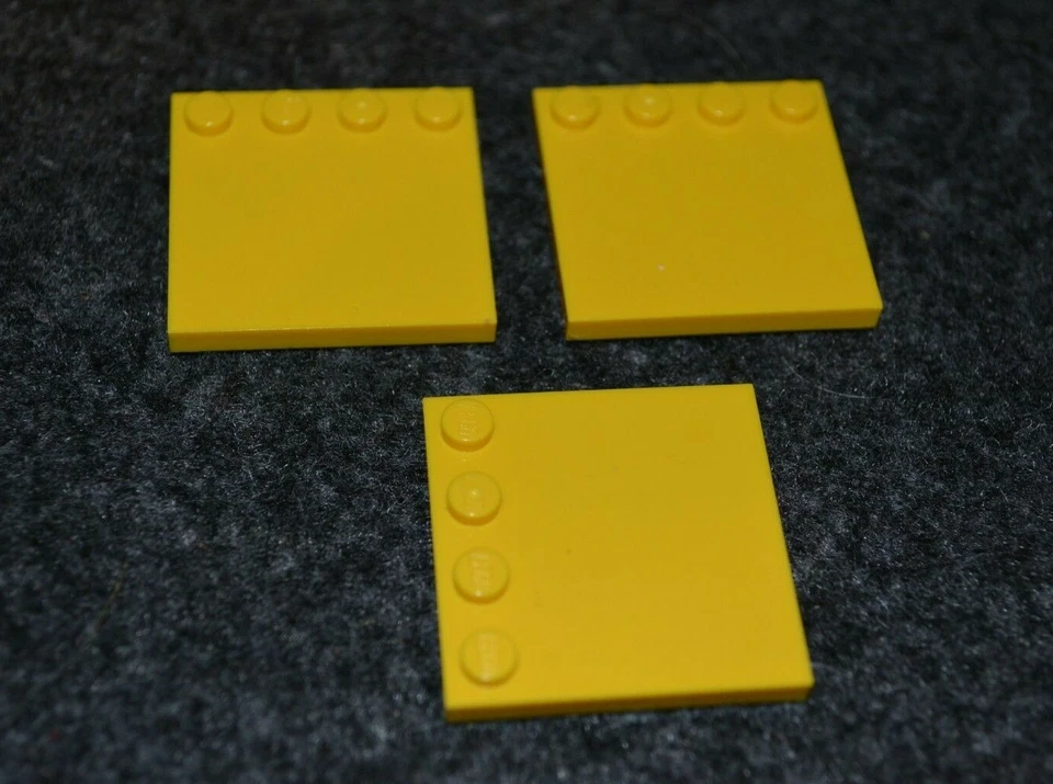 (3) 4x4 Yellow Tile with Smooth Middle and Pegs on 1 Edge ~ New Lego Bricks - Image 1 of 1