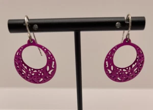 Pendientes colgantes de alambre francés de diseño redondo magenta sin marca - Imagen 1 de 2