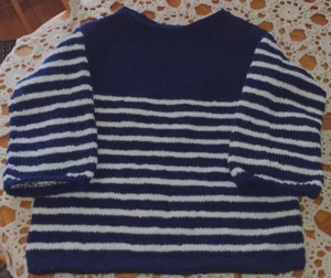 Handmade Sweater Navy White Stripes For teen Girl Size 12-14 Year Old - Picture 1 of 1