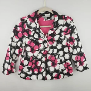 NY Collection Pink and Black Swing Crop Jacket Size S SMALL - Picture 1 of 4