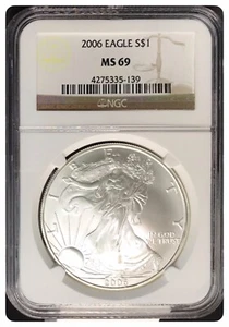 2006 NGC MS 69 Silver American Eagle 1 OZ Fine Silver - Picture 1 of 2