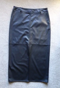 Black PU Midi Skirt with Front Split from F&F size 8 ,10 ,12 - Picture 1 of 5