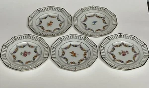 Vintage CS Bavaria Reticulated Plates Set of 5 Pierced Carl Schumann 5 7/8" - Picture 1 of 7