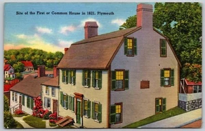 Postcard Massachusetts Plymouth Site of the First or Common House in 1821 - Picture 1 of 2