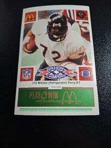 1986 MCDONALDS SUPER BOWL CHAMPIONS EDITION GREEN WILLIAM PERRY RC CHICAGO BEARS - Picture 1 of 2