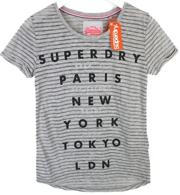 Superdry BURNOUT STRIPE TEE Camiseta Mujer Pequeño Manga Corta City Nombre - Imagen 1 de 4