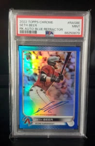 2022 Topps-Chrome RC #RASBE /150 Seth Beer RK Auto Blue Refractor PSA 9 - Picture 1 of 2