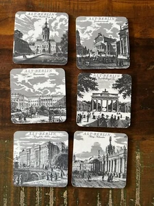 Vintage Schuberth Tamat-Secie Melamin Alt-Berlin Set of 6 Coasters West Germany - Picture 1 of 11