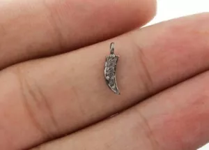 Pave Diamond Horn Charm Pendant 925 Silver Diamond Findings Minimalist Charm. - Picture 1 of 12