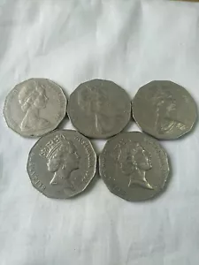Low mintage 50 cent Australian Coins 1972, 1973, 1974, 1993, 1997 - Picture 1 of 2