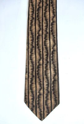 Corbata de jazz delgada a rayas verticales mareadas longitud de onda marrón negra de colección años 50 60 Foto 1 de 4