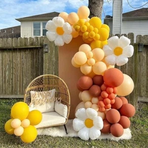 Sugoiti Fall Autumn Balloons Garland Arch Kit Daisy Orange Red Yellow Cream Flow - Picture 1 of 2