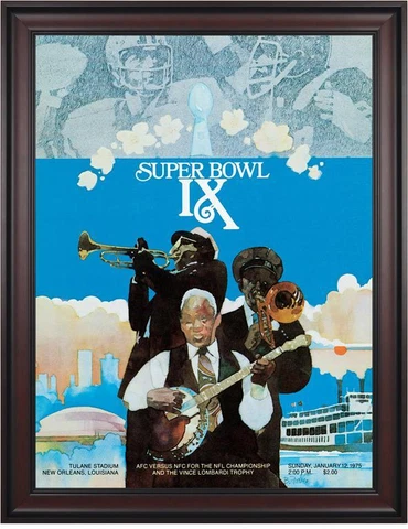 1975 Steelers vs Vikings 36x48 Framed Canvas Super Bowl IX Program - Fanatics Cover