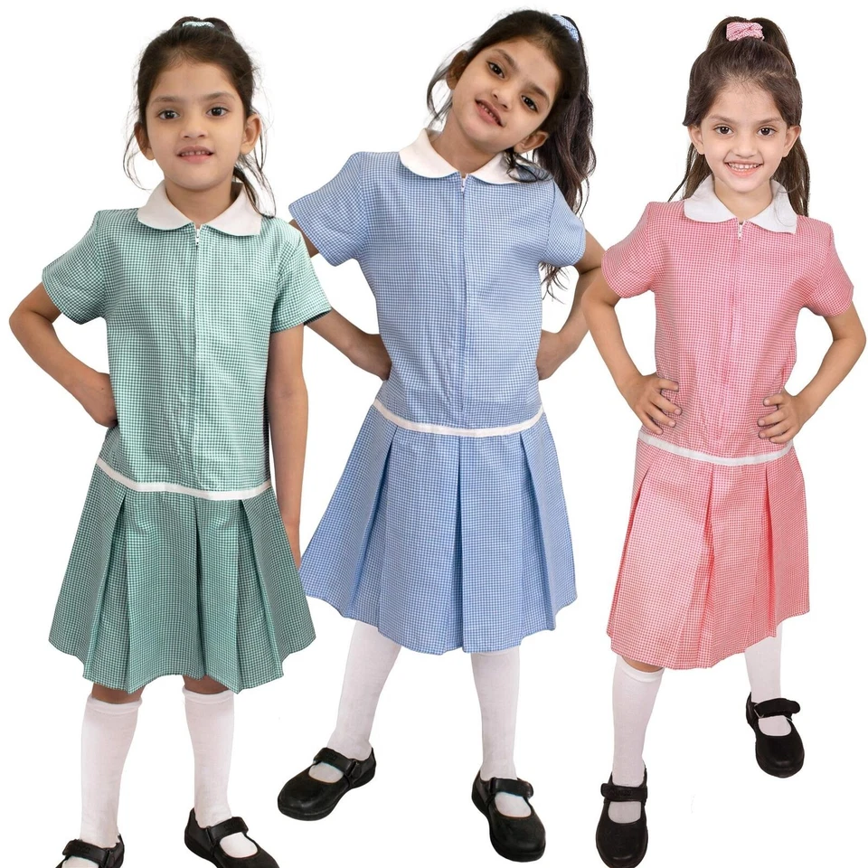 Robe À Carreaux Pour Filles, Ensemble De 2, Avec Des Chouchous Assortis - Photo 1/1
