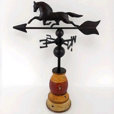 Handcrafted Horse Weathervane, Farmhouse Decor, Rustic, Metal and Wood base 23"H - Image 1 of 4