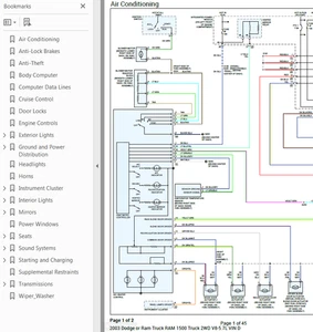 Dodge RAM 1500 2003 diagrama de cableado a color esquema V8 5,7 L 2x2 pdf - Imagen 1 de 1