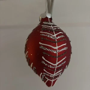 Balsam Hill Nordic Frost Quecksilber Glas Ornamente Set 2 rot 5”x3” Glitzer 1 Runde - Bild 1 von 5