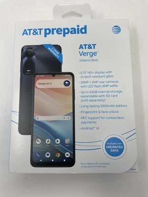 NEW AT&T Prepaid Verge Galactic Blue Android - Image 1 of 2
