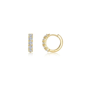 BRAND NEW Lafonn 14k Yellow Gold Plated Bella Diamond Huggie Earrings E0647CLG00 - Picture 1 of 1