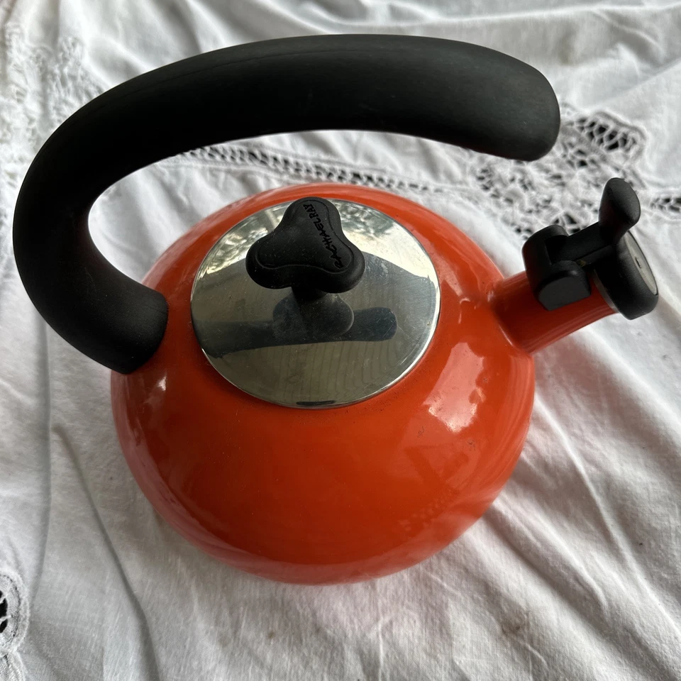 Rachael Ray 1,5 кварты оранжевый эмаль свистящий чайник крюк ручки красивый - Изображение 1 из 4