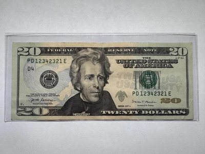 4 Digit Ladder 1234 Leading Fancy Serial Number 1 Dollar Bill PD12342321 - Image 1 of 3