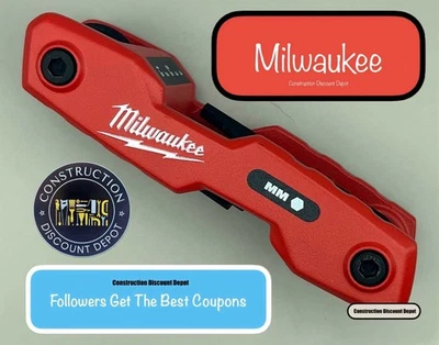 Milwaukee 48-22-2182 8 Key Folding Hex Key Set Metric MM Allen Pack - Image 1 of 4