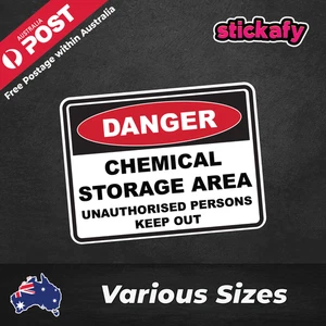 Chemical Storage Area Danger Sign Label Sticker Decal Vinyl Fade & Waterproof - Picture 1 of 4