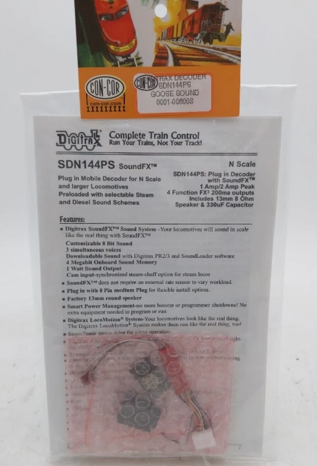 Con-Cor 0001-006008 N Scale Digitrax Decoder SDN144PS Goose Sound FX - Image 1 of 1