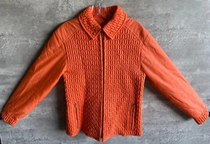 Vintage Markenlos Orange Nylon Gesteppt Full Zip Kragen Puffer Jacke Größe S - Bild 1 von 7