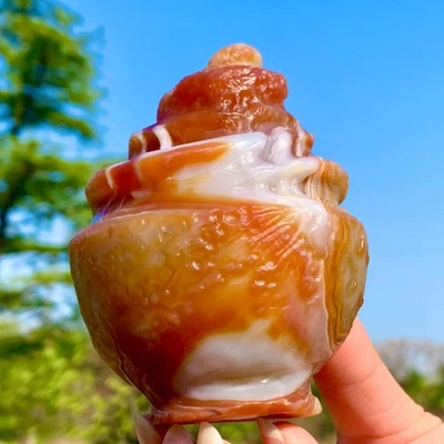 498G Top!!! Natural Gobi agate eye agate/stone carved ice cream Madagascar - Image 1 of 4