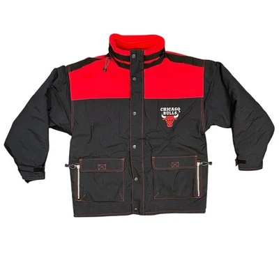Chaqueta De Colección 1990 Chicago Bulls Champion Cremallera Completa Roja Negra Talla XL Foto 1 de 4