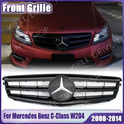 Gloss Black Bumper Grille W/Star Fit For Mercedes Benz W204 08-14 C180 C200 C230 Foto 1 de 4