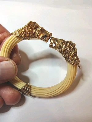 Brazalete De Colección Doble Cabeza Pantera Leopardo Tono Dorado Abrazadera Foto 1 de 4